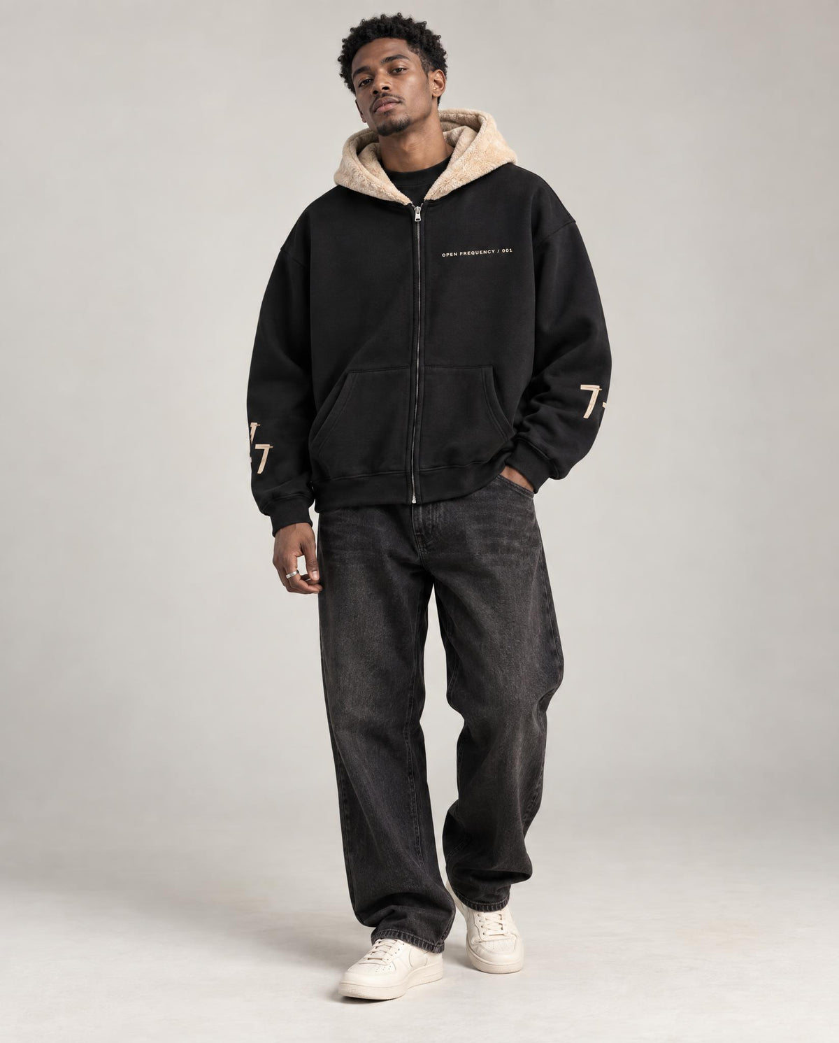 THE CONTRAST SIGNAL ZIP-UP HOODIE — UNISEX