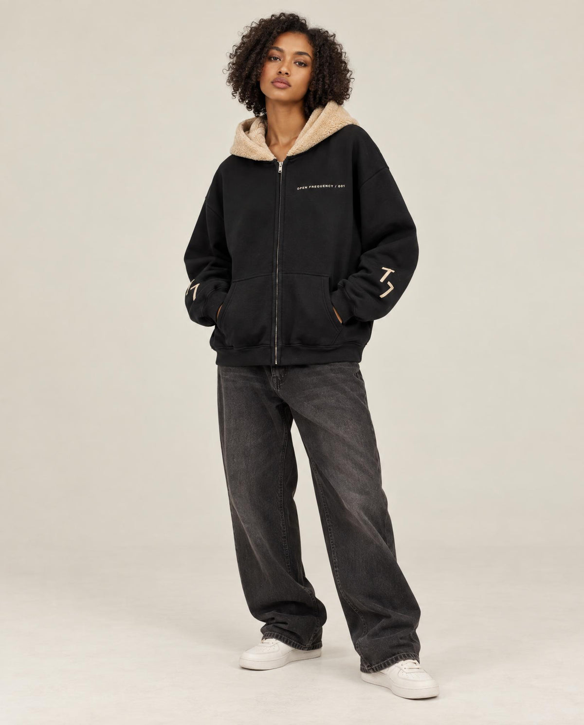 THE CONTRAST SIGNAL ZIP-UP HOODIE — UNISEX