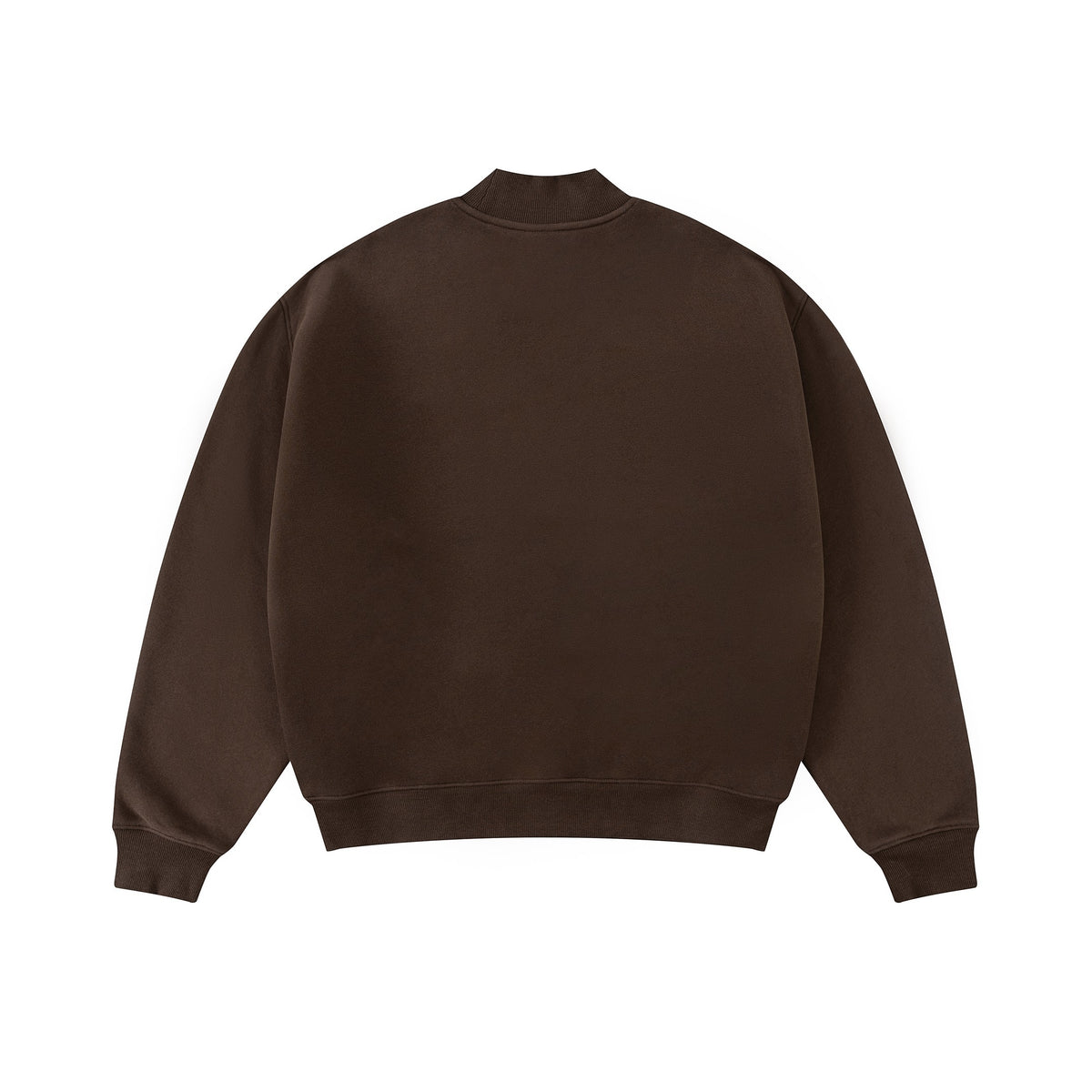 345GSM Men's Relaxed-Fit Fleece-Lined Mock-Neck Sweatshirt Brown