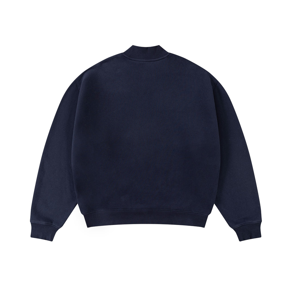 345GSM Men's Relaxed-Fit Fleece-Lined Mock-Neck Sweatshirt Midnight Blue