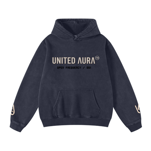 400GSM Unisex Heavyweight Distressed Snow-Wash Hoodie Royal Blue
