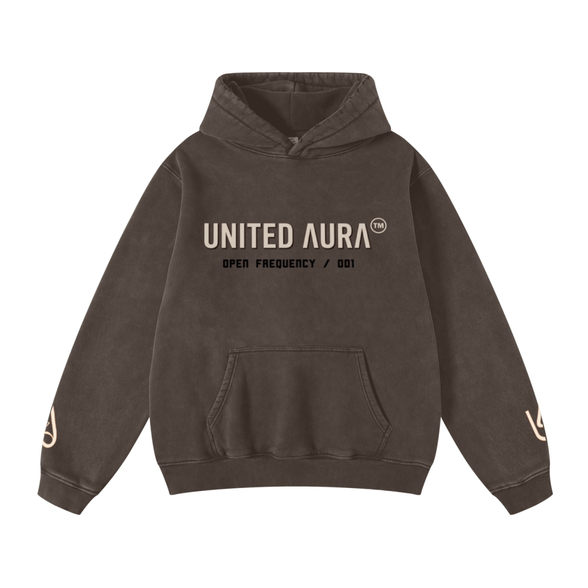 400GSM Unisex Heavyweight Distressed Snow-Wash Hoodie Brown