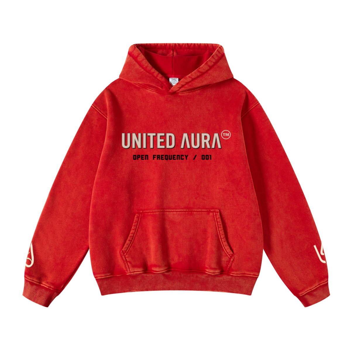 400GSM Unisex Heavyweight Distressed Snow-Wash Hoodie Red
