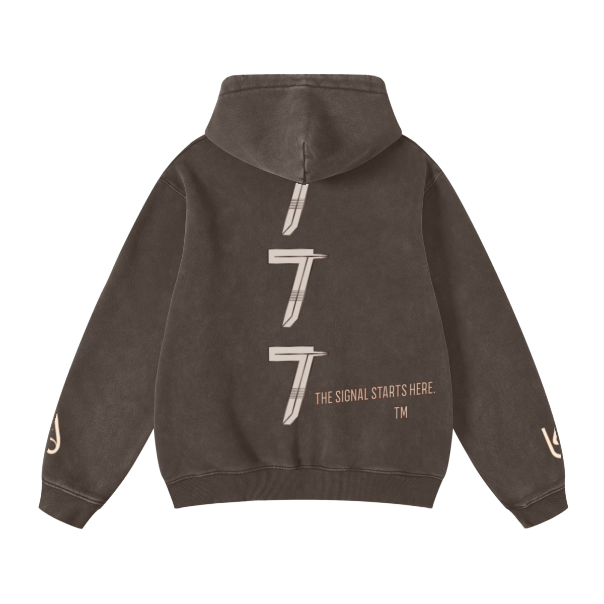 400GSM Unisex Heavyweight Distressed Snow-Wash Hoodie Brown