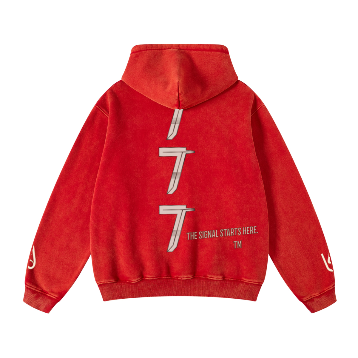 400GSM Unisex Heavyweight Distressed Snow-Wash Hoodie Red