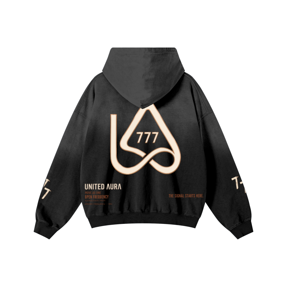 480GSM Unisex Monkey Wash Heavyweight French Terry Hoodie Vintage Black