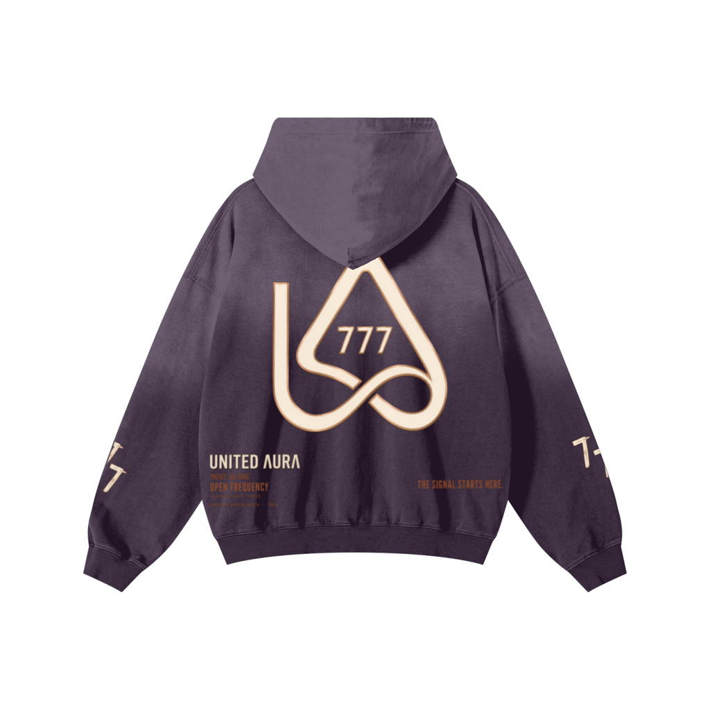480GSM Unisex Monkey Wash Heavyweight French Terry Hoodie Vintage Purple