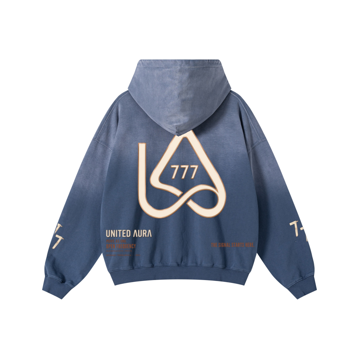 480GSM Unisex Monkey Wash Heavyweight French Terry Hoodie Vintage Blue