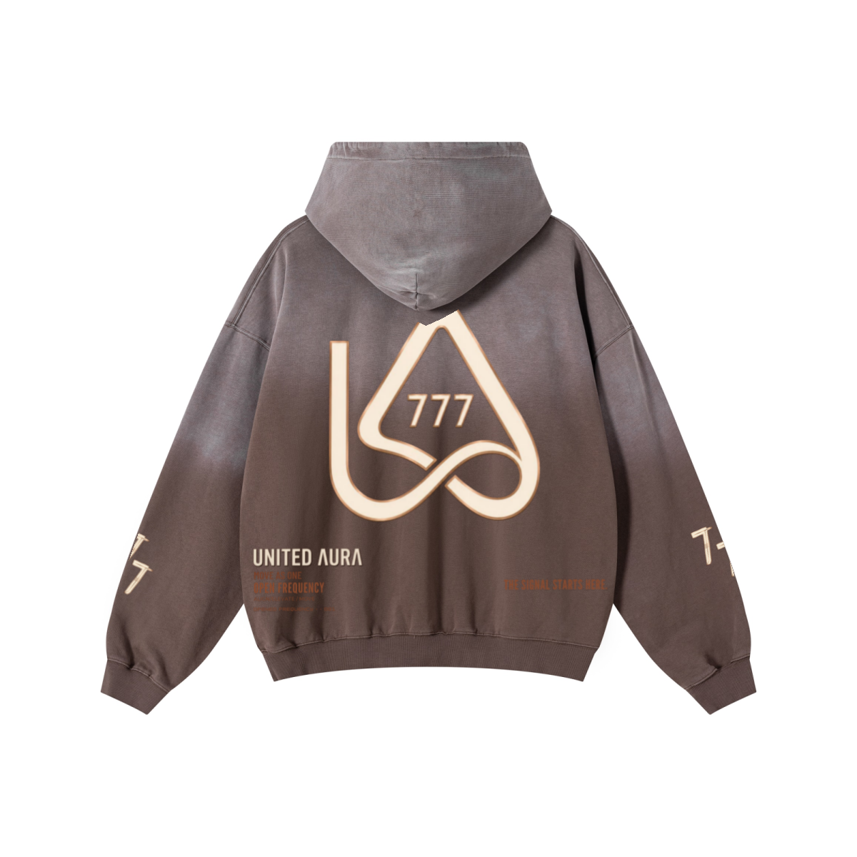 480GSM Unisex Monkey Wash Heavyweight French Terry Hoodie Vintage Brown