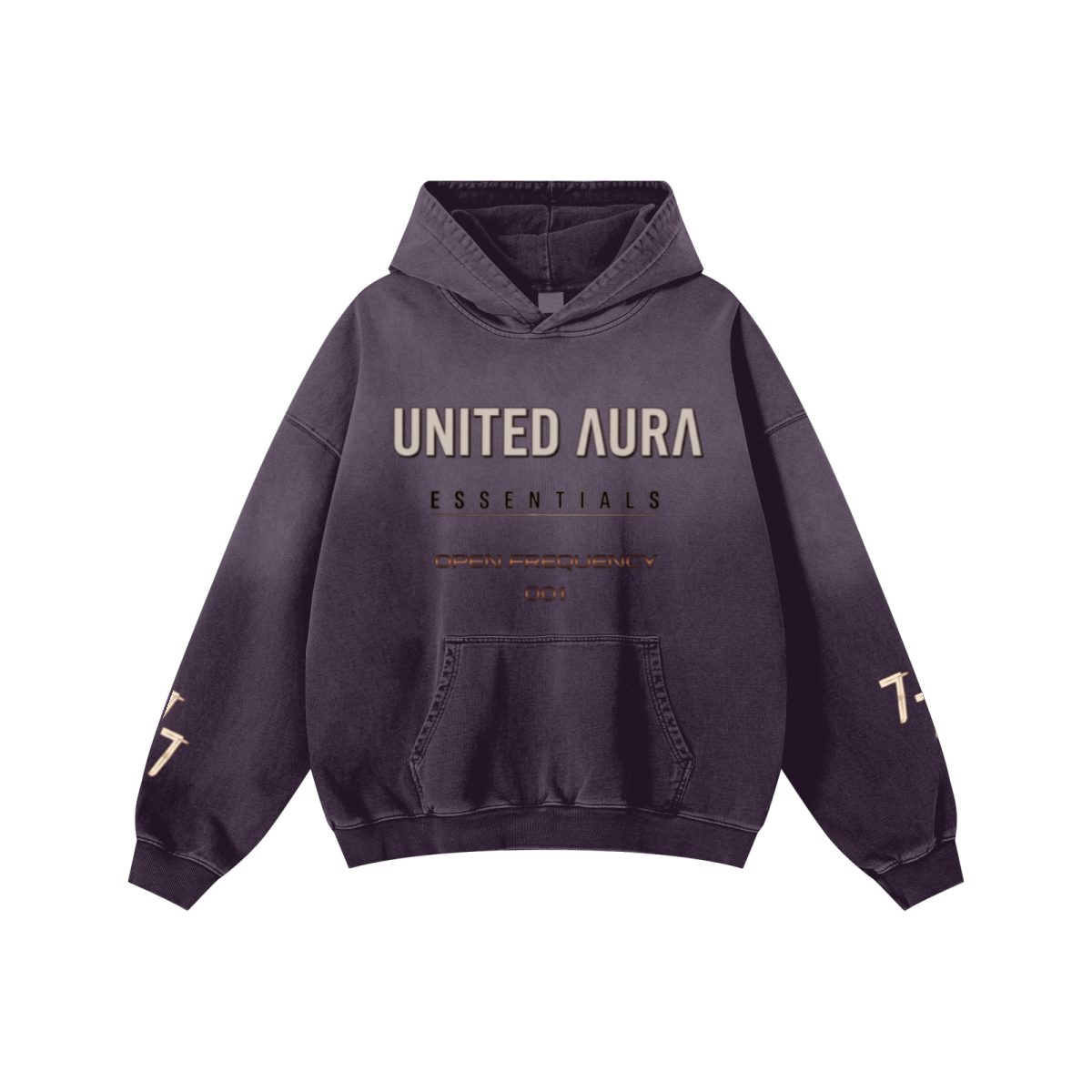 480GSM Unisex Monkey Wash Heavyweight French Terry Hoodie Vintage Purple