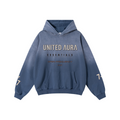 480GSM Unisex Monkey Wash Heavyweight French Terry Hoodie Vintage Blue