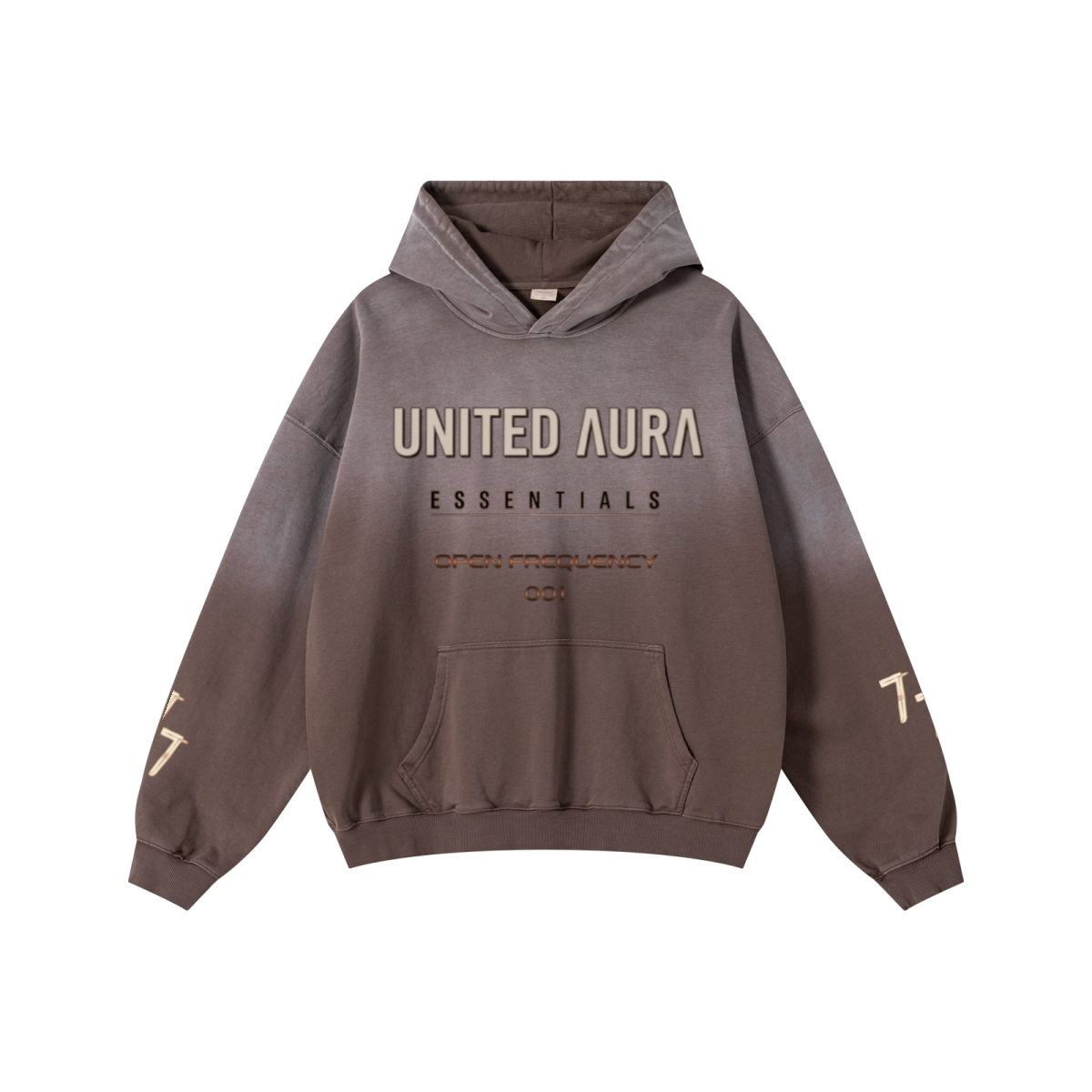 480GSM Unisex Monkey Wash Heavyweight French Terry Hoodie Vintage Brown