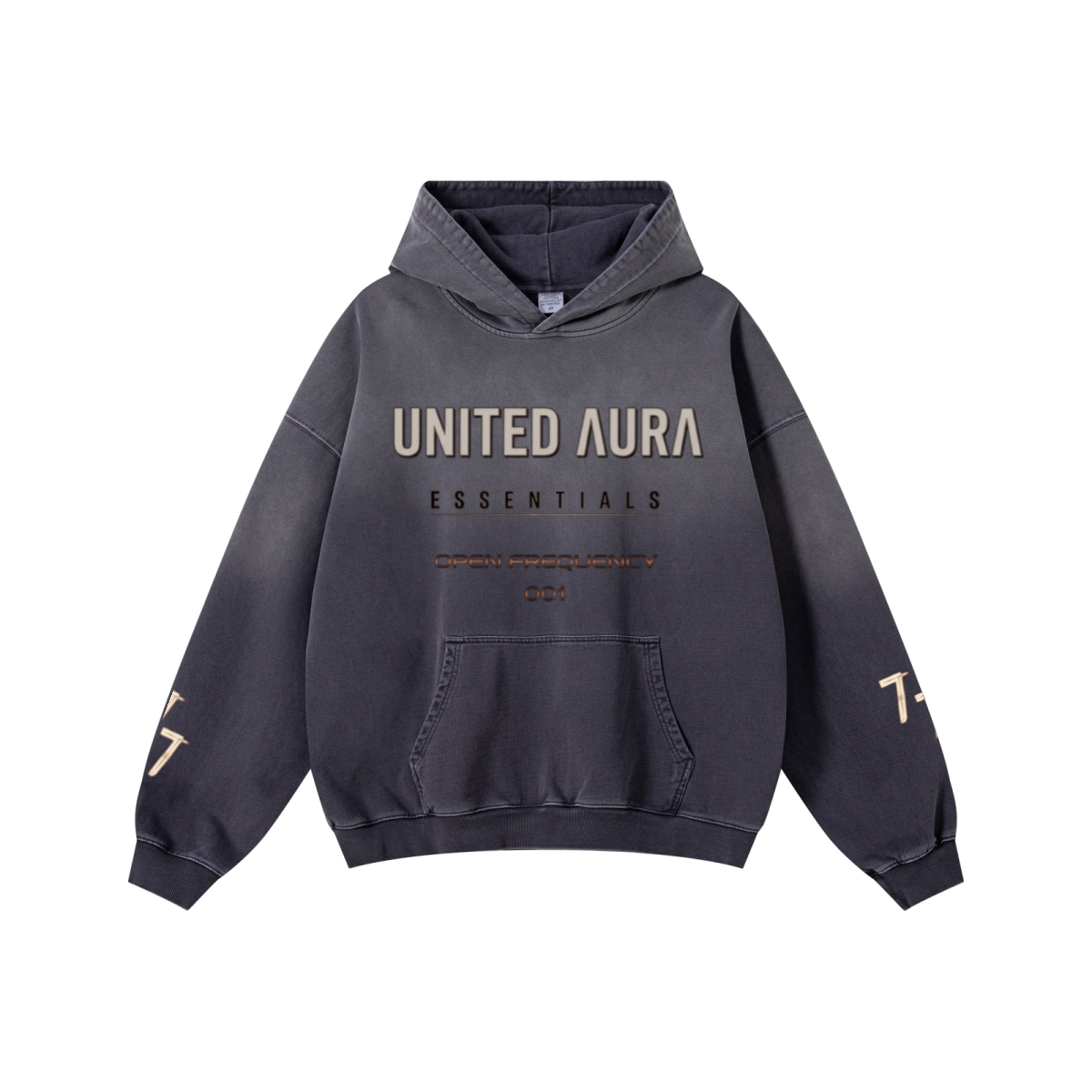 480GSM Unisex Monkey Wash Heavyweight French Terry Hoodie Vintage Charcoal Grey
