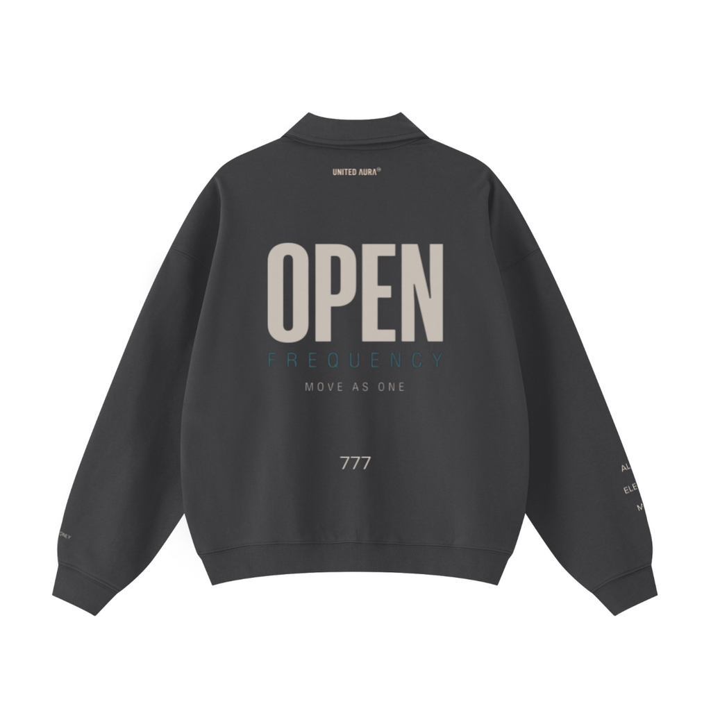 445GSM Unisex Heavyweight Zip-Up Collared Sweatshirt Charcoal Grey