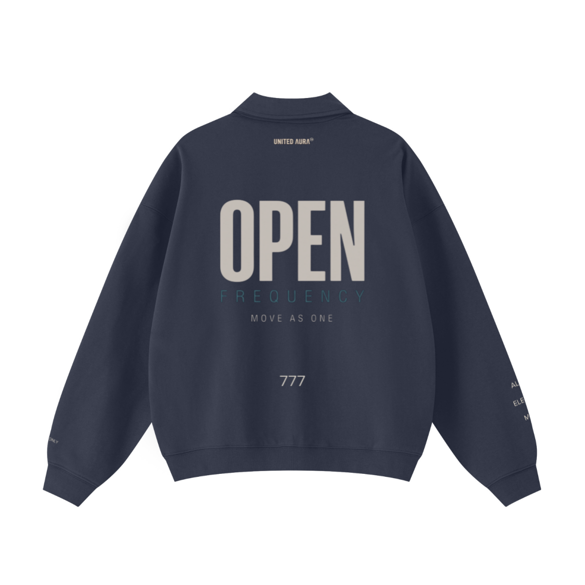 445GSM Unisex Heavyweight Zip-Up Collared Sweatshirt Navy Blue