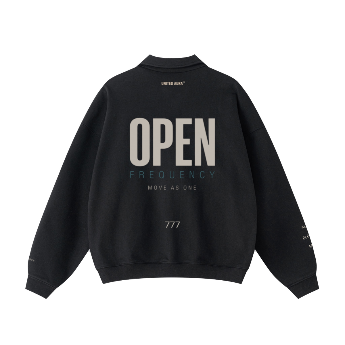 445GSM Unisex Heavyweight Zip-Up Collared Sweatshirt Black