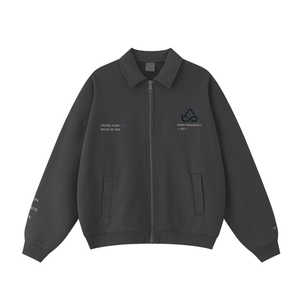 445GSM Unisex Heavyweight Zip-Up Collared Sweatshirt Charcoal Grey