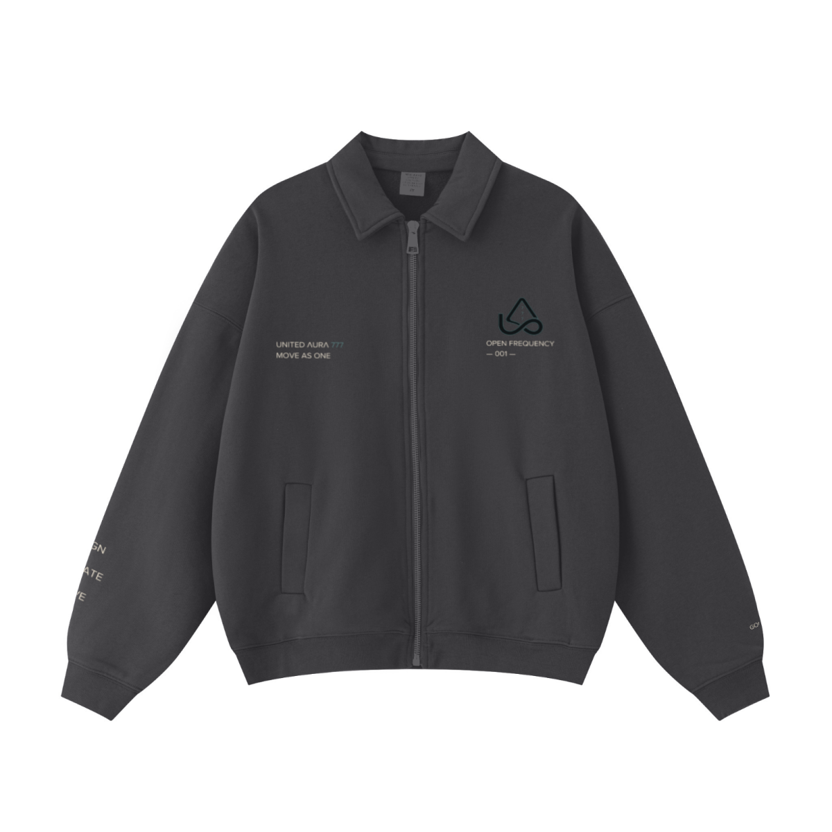 445GSM Unisex Heavyweight Zip-Up Collared Sweatshirt Charcoal Grey