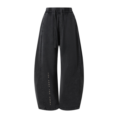 320GSM Men's Textured Denim Curved Panel Pants snow washed