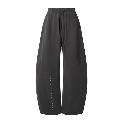 320GSM Men's Textured Denim Curved Panel Pants Dark Gray