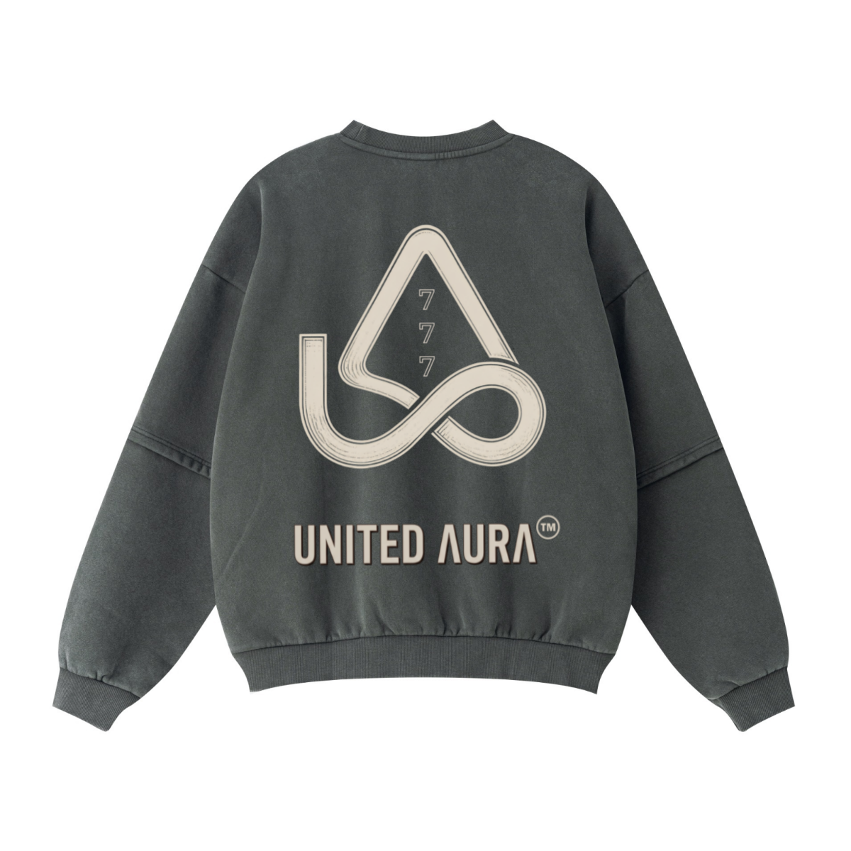 360GSM Unisex Faux-Two-Piece Distressed Snow-Wash Fleece-Lined Crew Neck Sweatshirt Dark gray