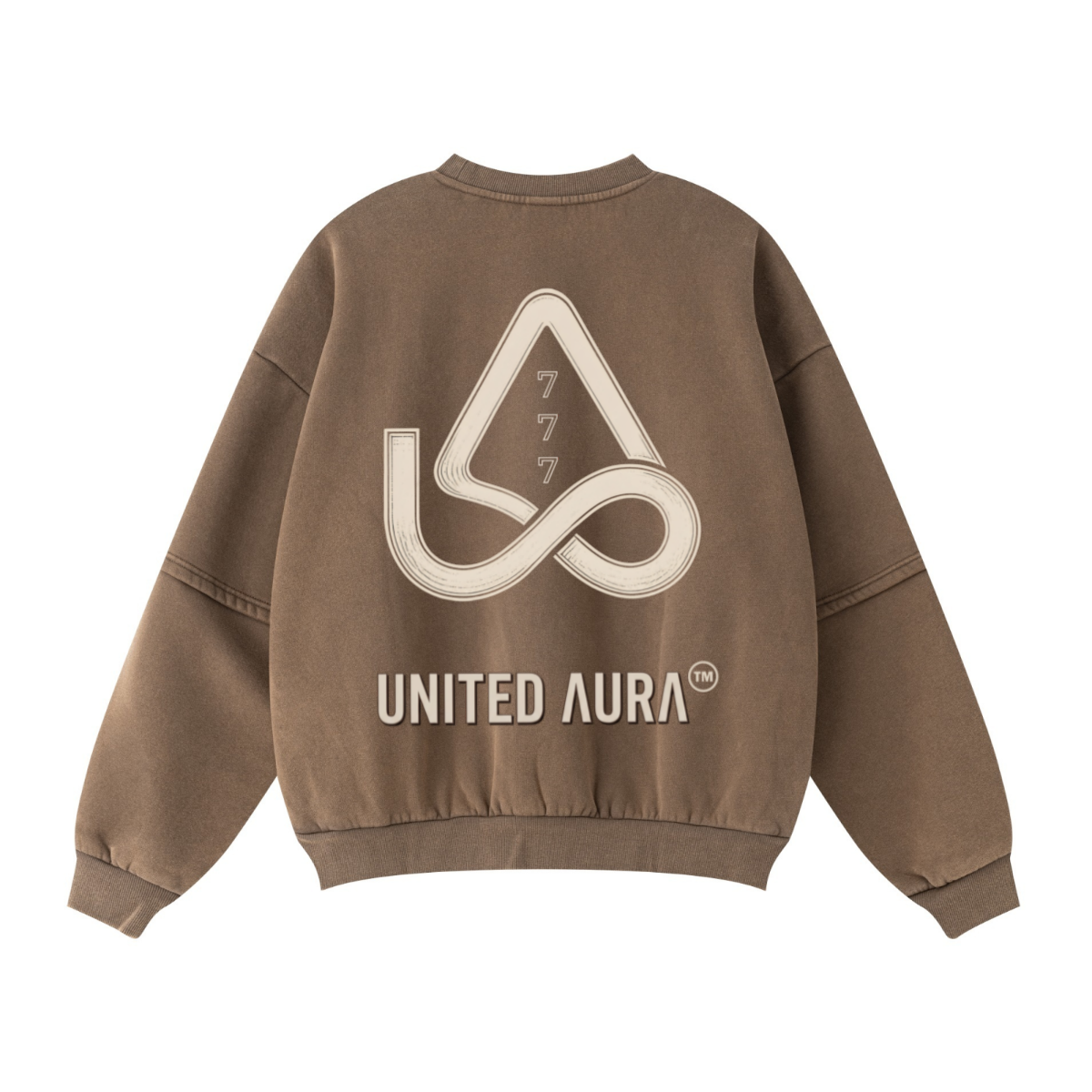 360GSM Unisex Faux-Two-Piece Distressed Snow-Wash Fleece-Lined Crew Neck Sweatshirt Dark brown