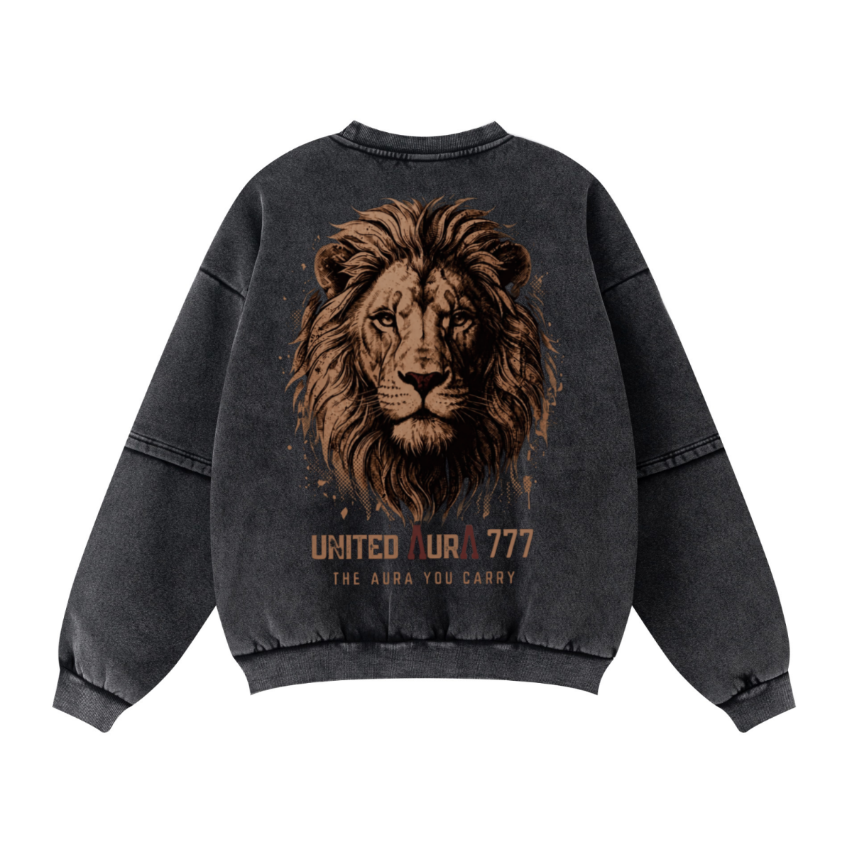 360GSM Unisex Faux-Two-Piece Distressed Snow-Wash Fleece-Lined Crew Neck Sweatshirt Snow wash