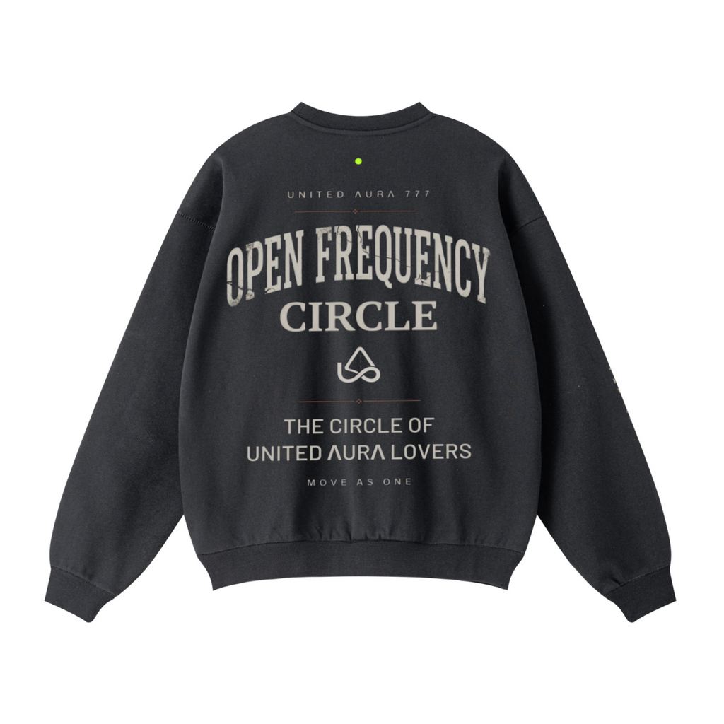 440GSM Unisex Solid-Color French Terry Crew Neck Sweatshirt Black