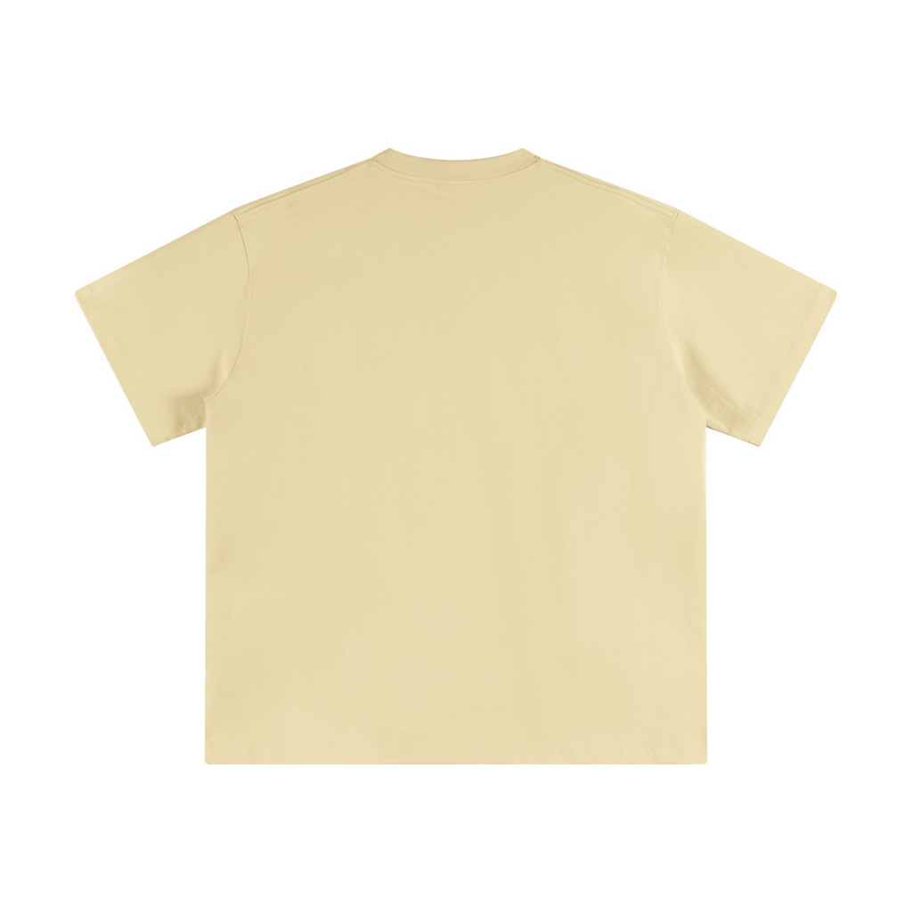 345GSM Women's Heavyweight Double-Yarn High-Crew-Neck T-Shirt Cream Apricot