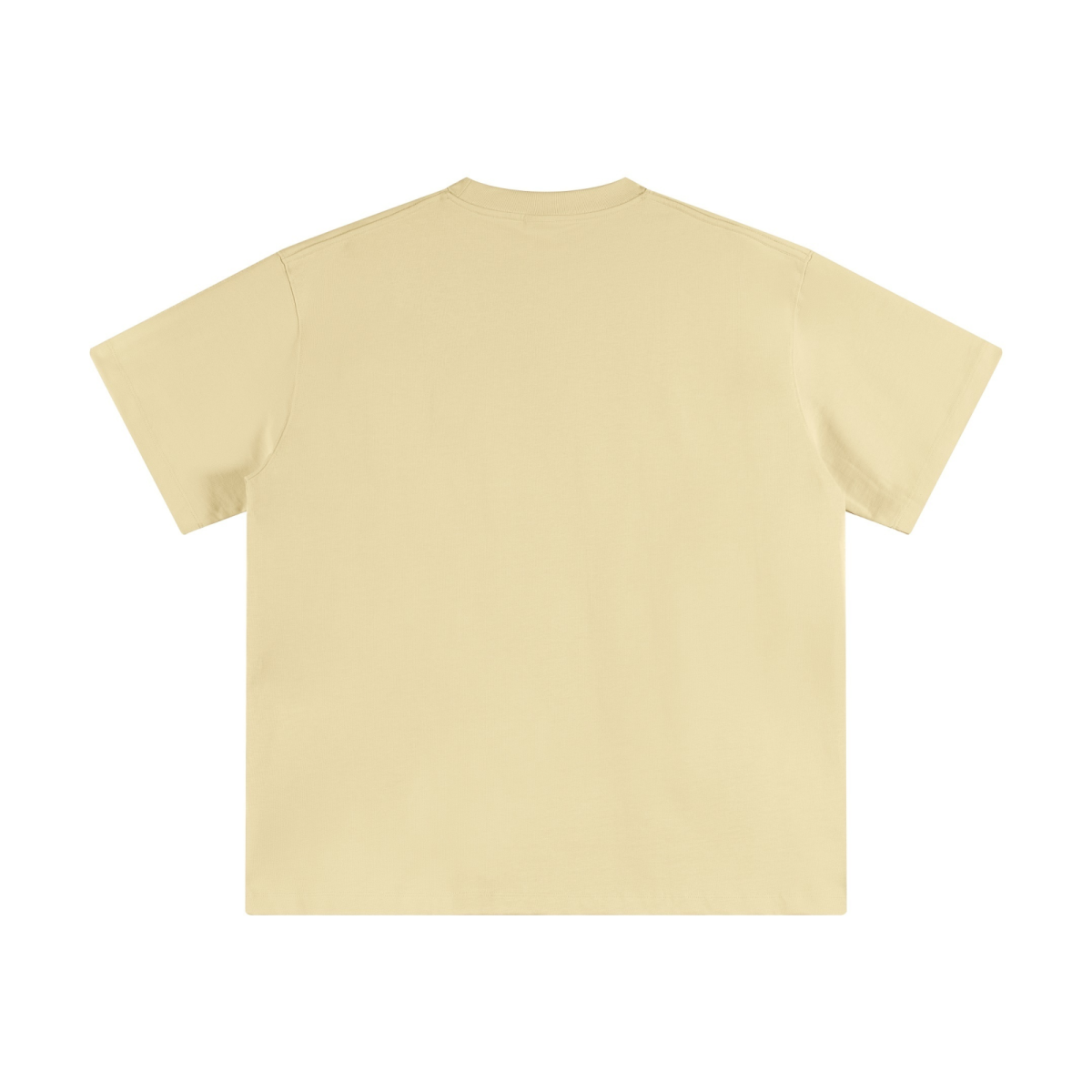 345GSM Women's Heavyweight Double-Yarn High-Crew-Neck T-Shirt Cream Apricot