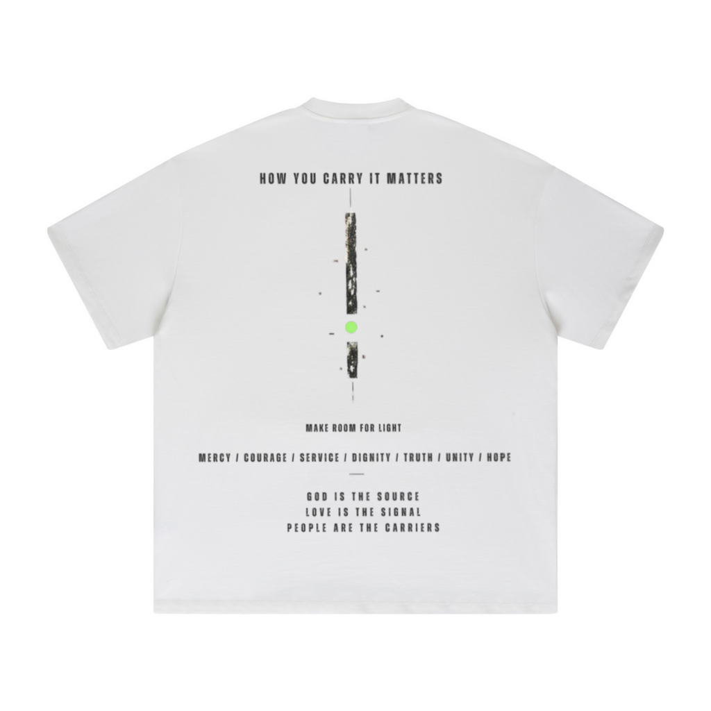 425GSM Unisex Heavyweight Double-Yarn Drop-Shoulder T-Shirt White