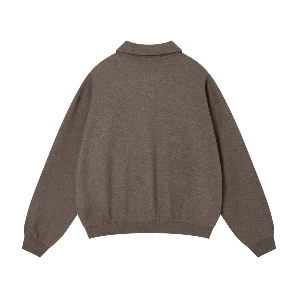 320GSM Men's Old Money Textured Half-Button Polo Sweatshirt Selenphine
