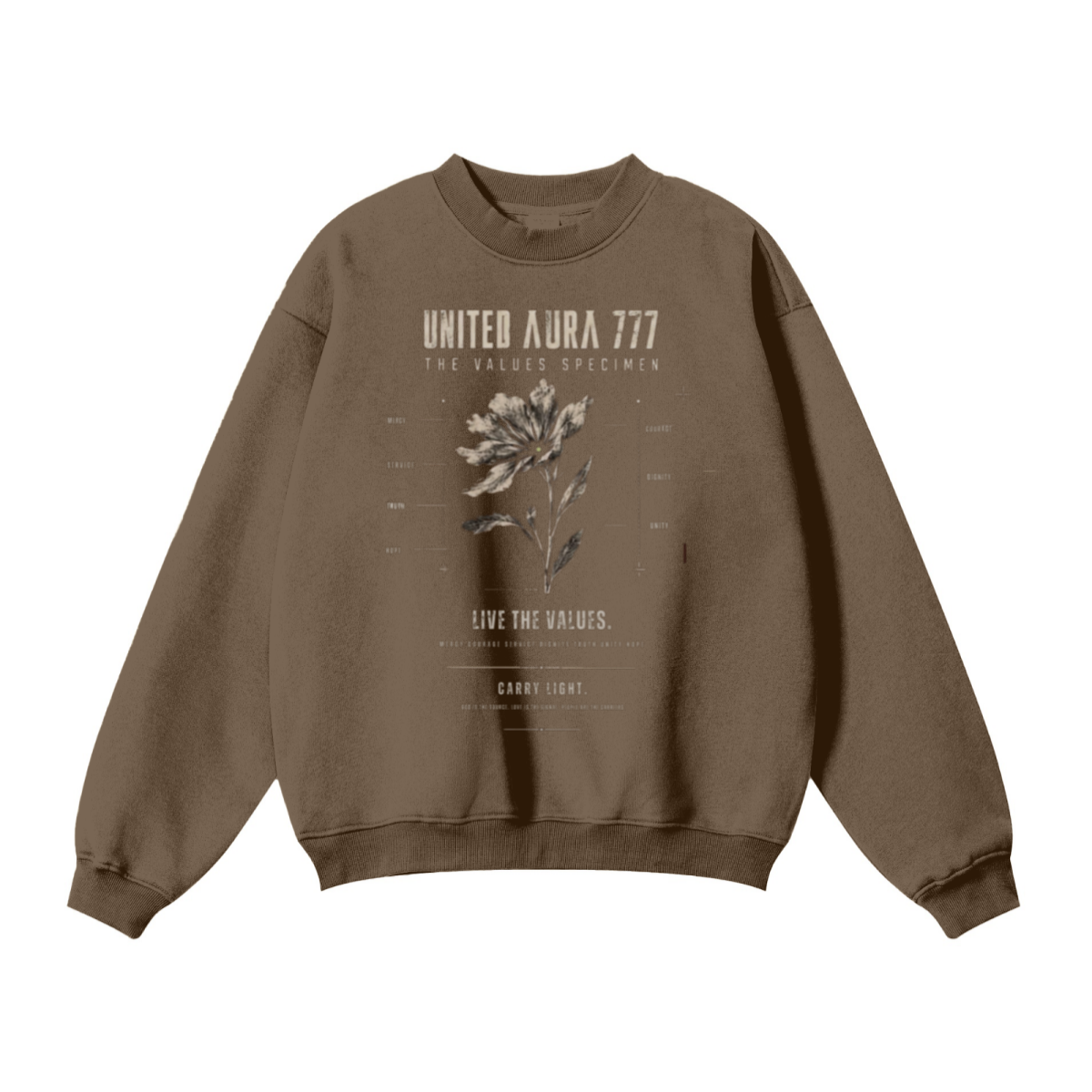 345GSM Women’s Solid-Color Crew Neck  Relaxed Fit Sweatshirt Buff Brown