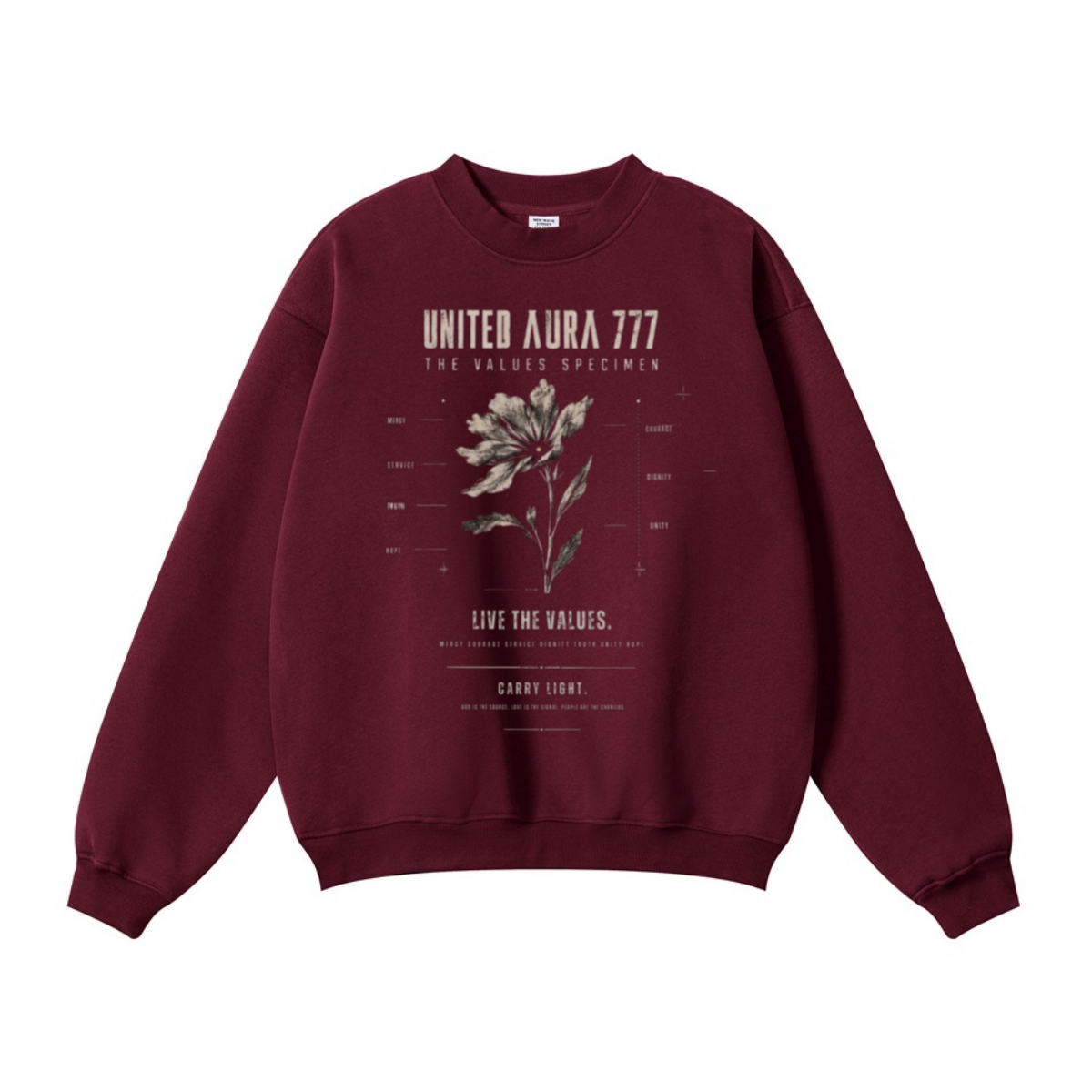 345GSM Women’s Solid-Color Crew Neck  Relaxed Fit Sweatshirt Deep Red
