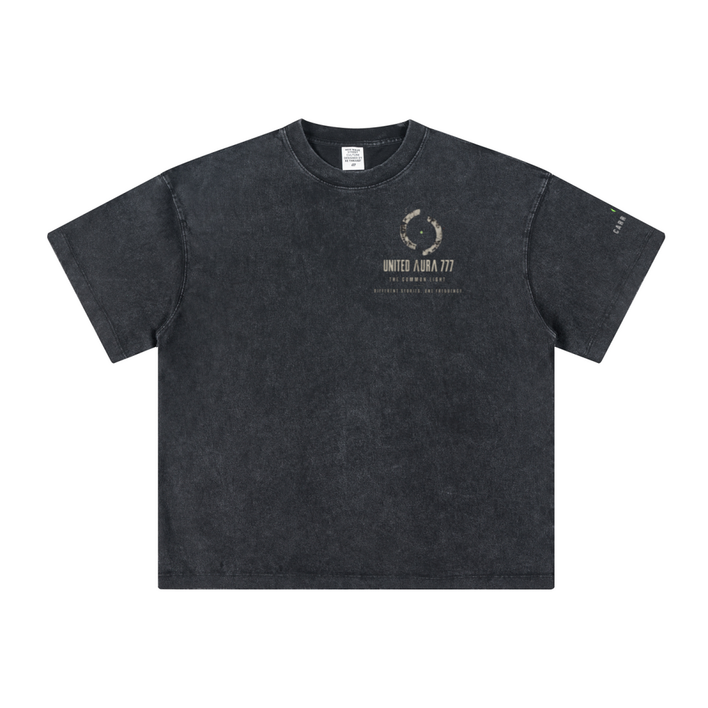 260GSM Unisex Heavyweight Re-Washed Distressed Crew Neck T-shirt Snowflake