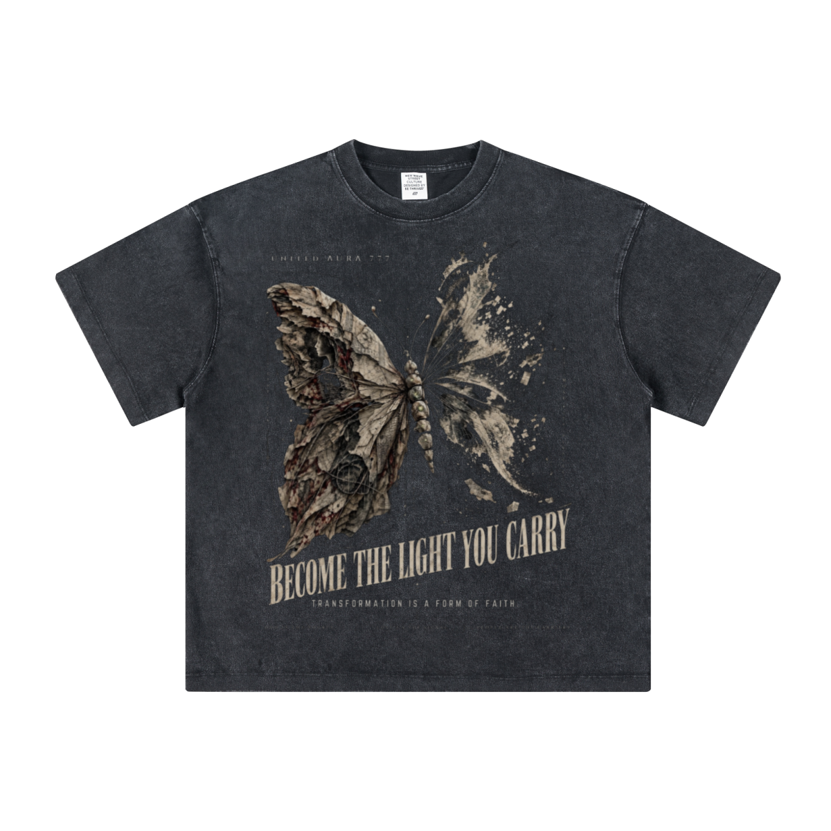 260GSM Unisex Heavyweight Re-Washed Distressed Crew Neck T-shirt Snowflake