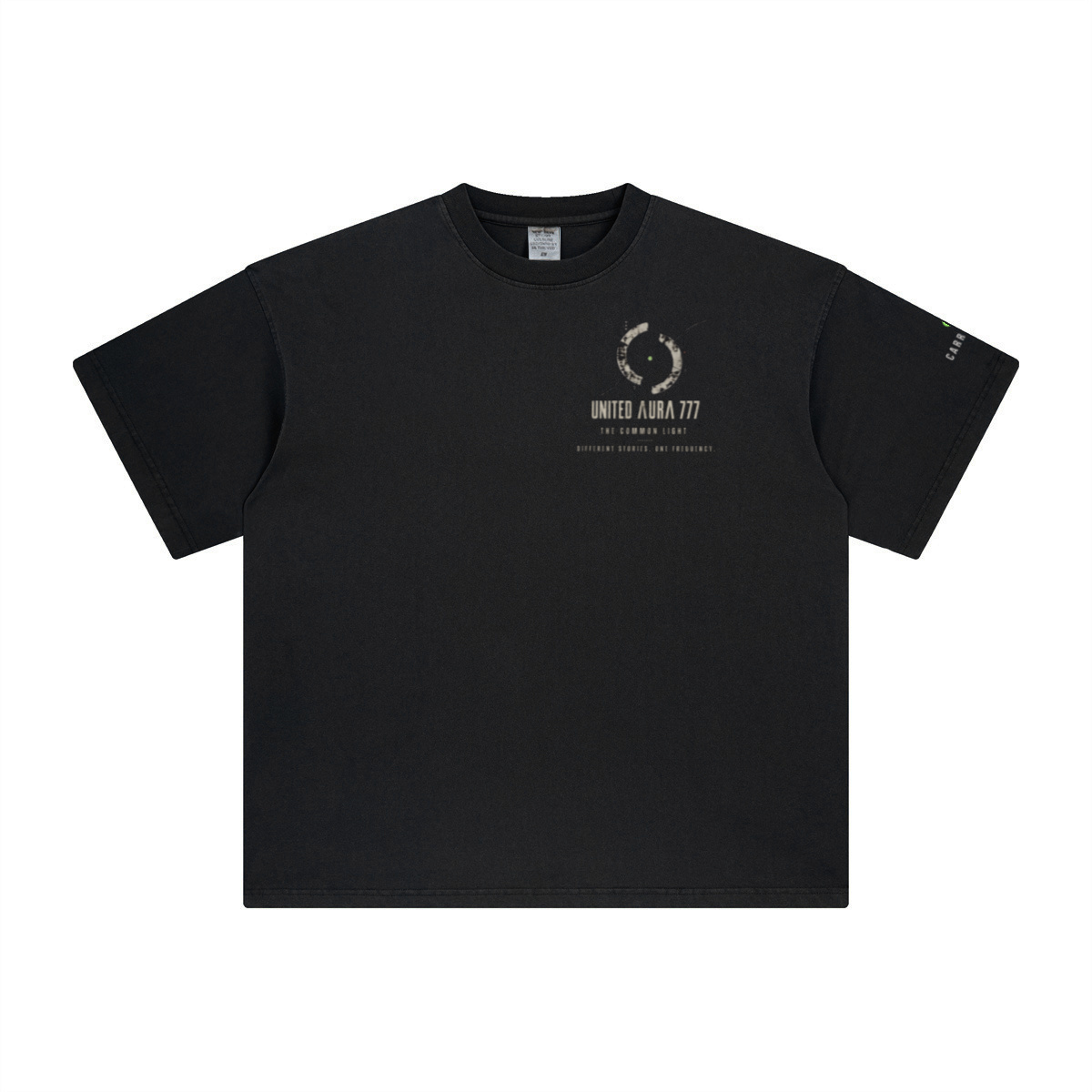 260GSM Unisex Heavyweight Re-Washed Distressed Crew Neck T-shirt Black