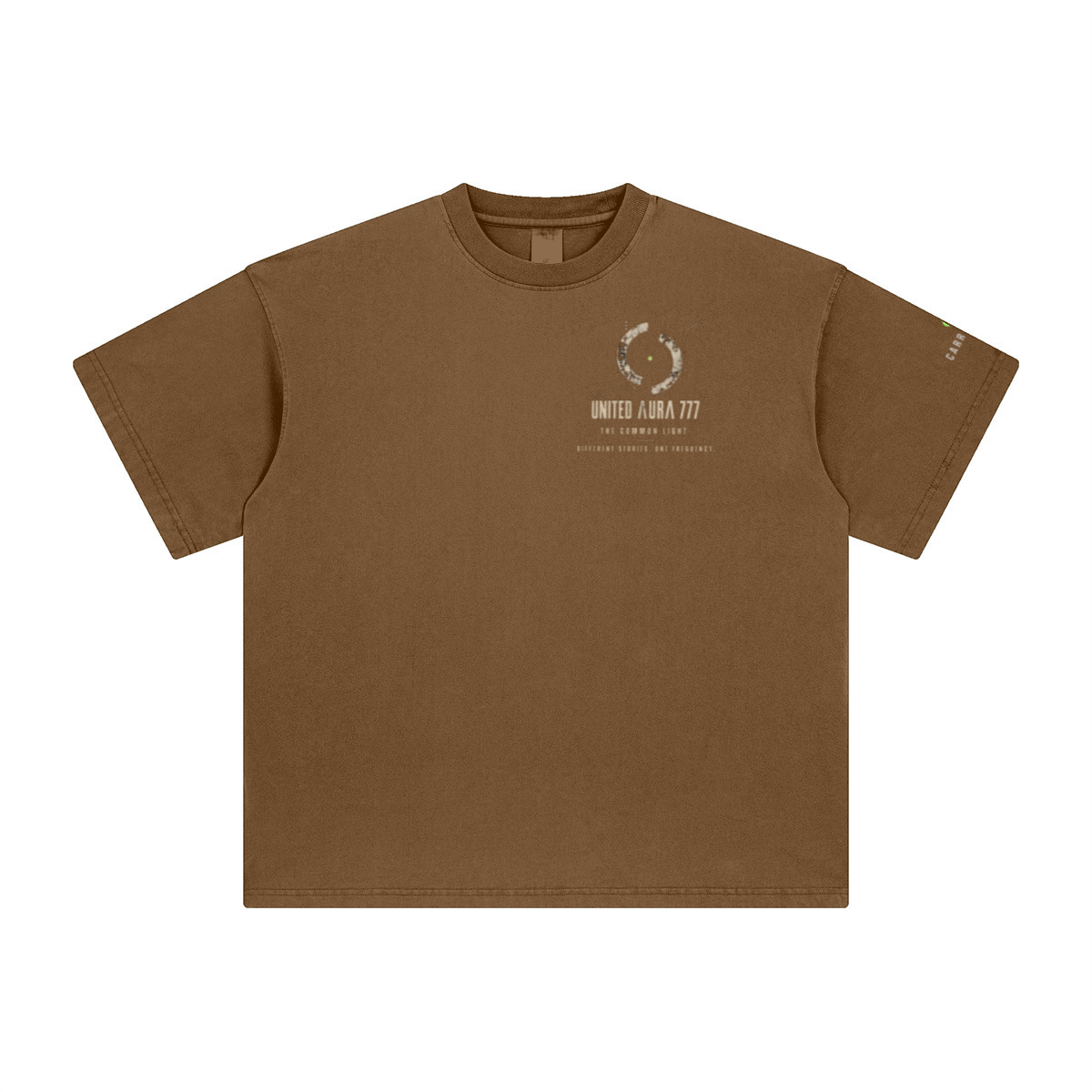 260GSM Unisex Heavyweight Re-Washed Distressed Crew Neck T-shirt Coffee Brown