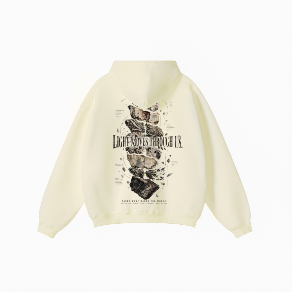 345GSM Men's Solid Color Pullover Hoodie Creamy Beige