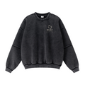 360GSM Unisex Faux-Two-Piece Distressed Snow-Wash Fleece-Lined Crew Neck Sweatshirt Snow wash