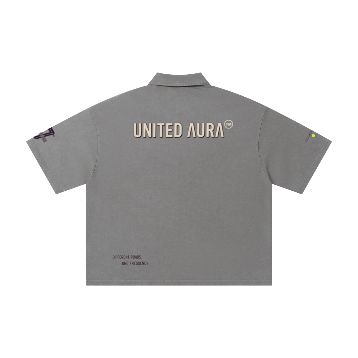 280GSM Heavyweight Double Yarn Snow Wash Boxy Fit Polo T-Shirt Vintage Heather Gray