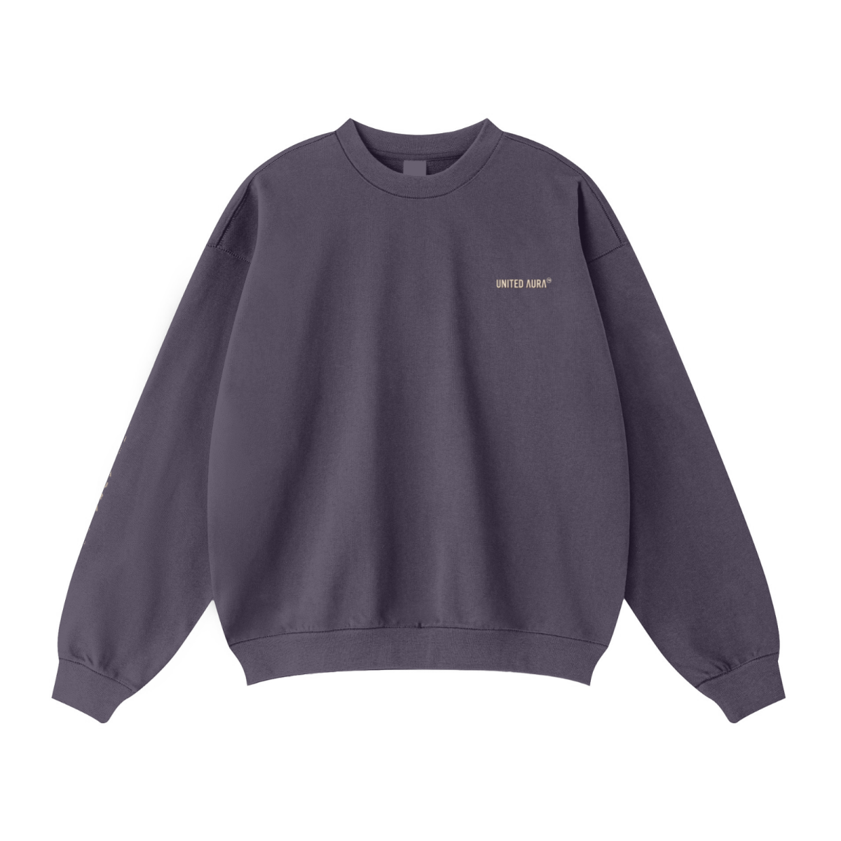 440GSM Unisex Solid-Color French Terry Crew Neck Sweatshirt Purple