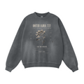 370GSM Unisex Fall&Winter Monkey-Wash PP Spray Crew Neck Sweatshirt Dark Grey