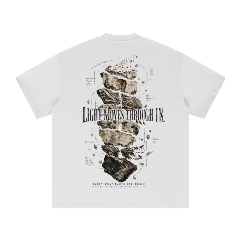 305GSM Unisex FOG Earth-Tone 20-Color Drop-Shoulder T-shirt White