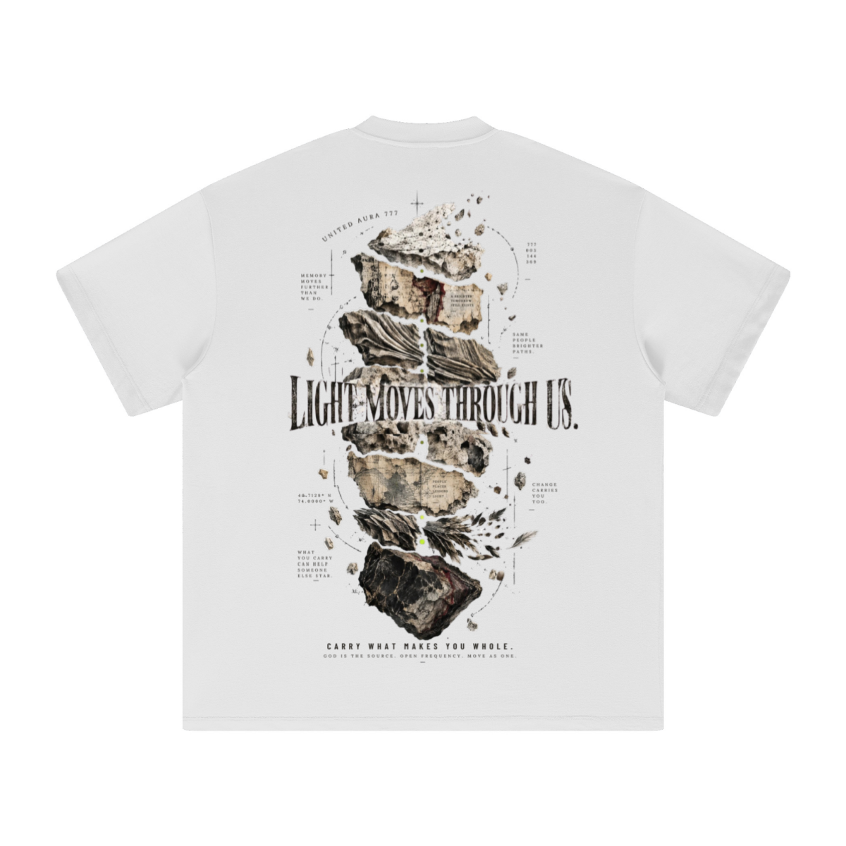 305GSM Unisex FOG Earth-Tone 20-Color Drop-Shoulder T-shirt White