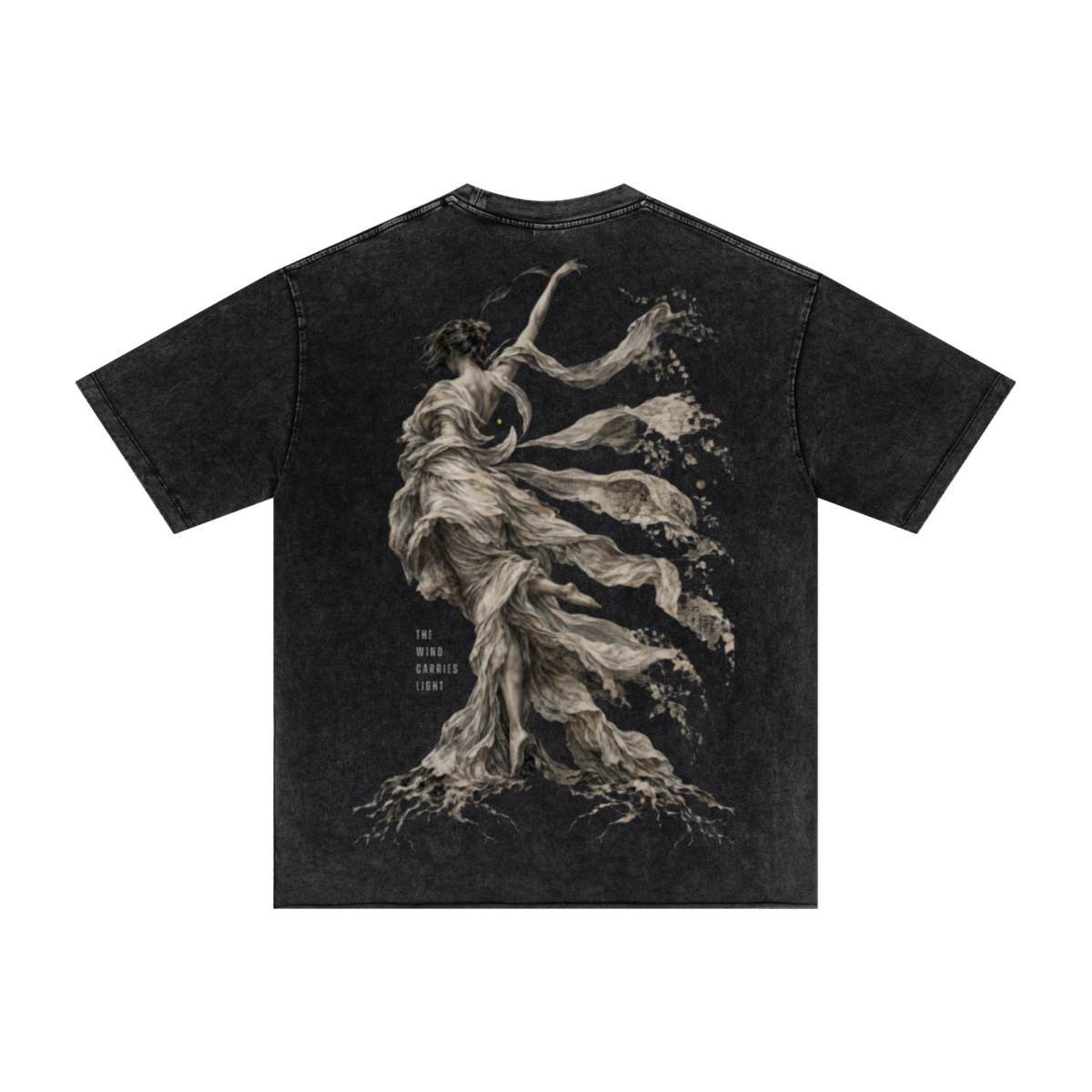 275GSM Women's Double-Yarn Raw-Edge Pigment-Wash T-Shirt Snow Wash