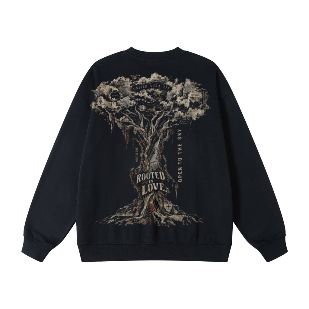 440GSM Unisex French Terry Crew Neck Sweatshirt Black