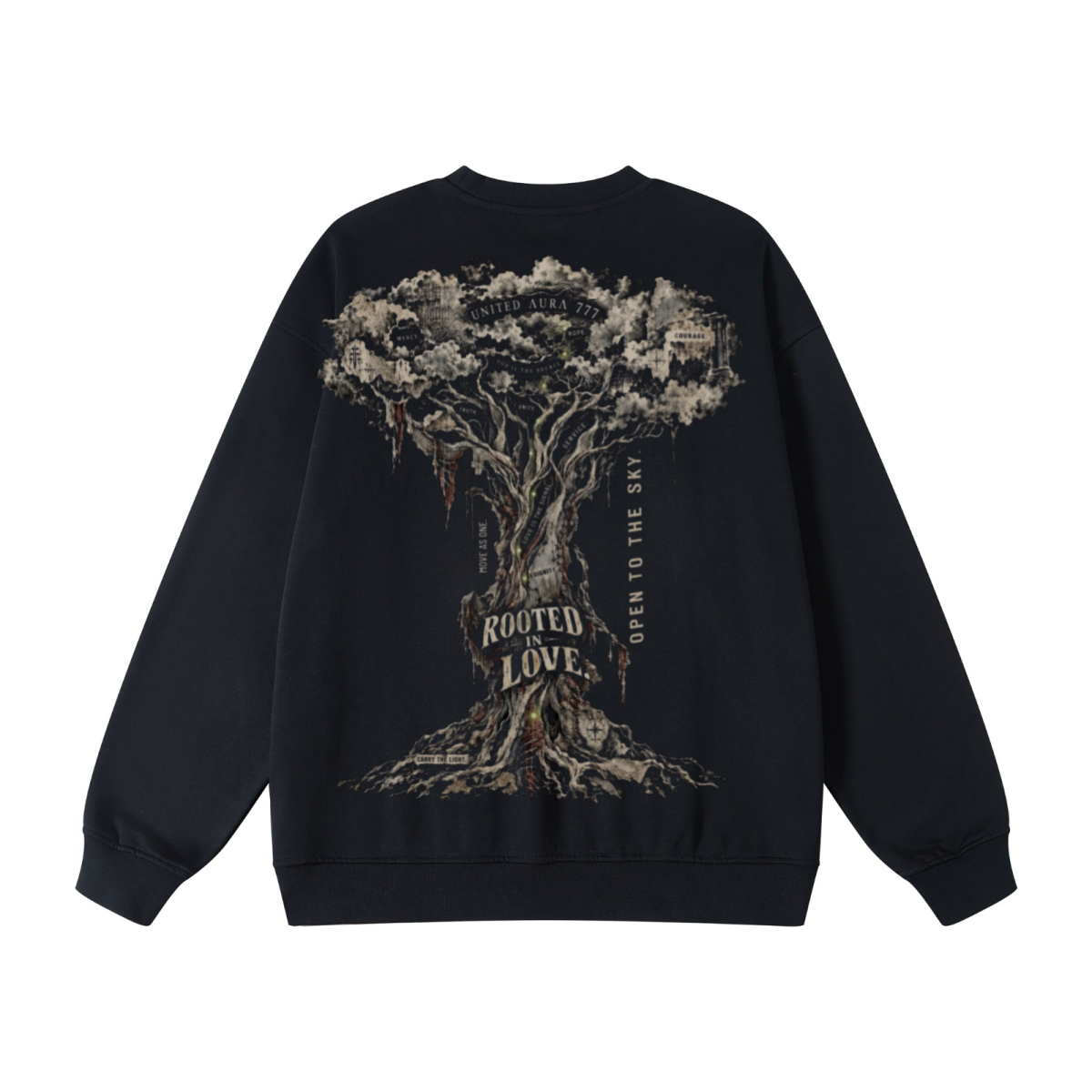 440GSM Unisex French Terry Crew Neck Sweatshirt Black