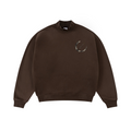 345GSM Men's Relaxed-Fit Fleece-Lined Mock-Neck Sweatshirt Brown