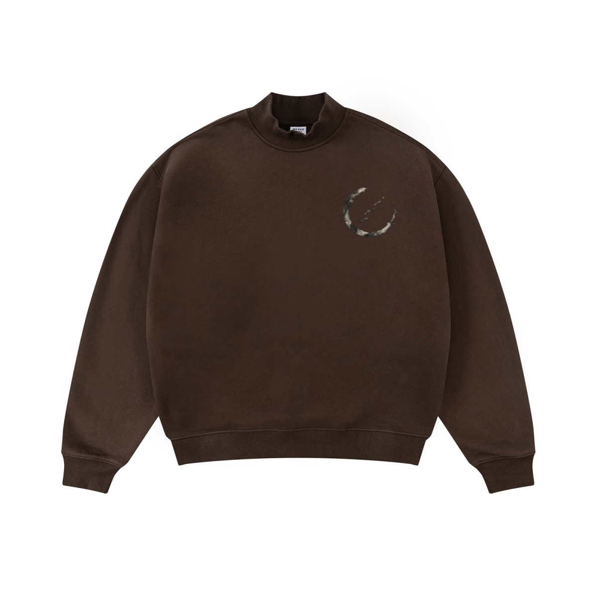 345GSM Men's Relaxed-Fit Fleece-Lined Mock-Neck Sweatshirt Brown